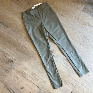 Olive green vegan leather leggings pants